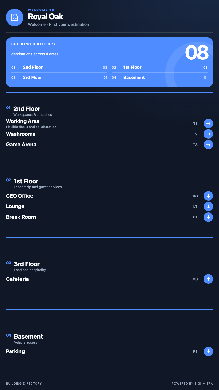 Building Directory portrait screen preview