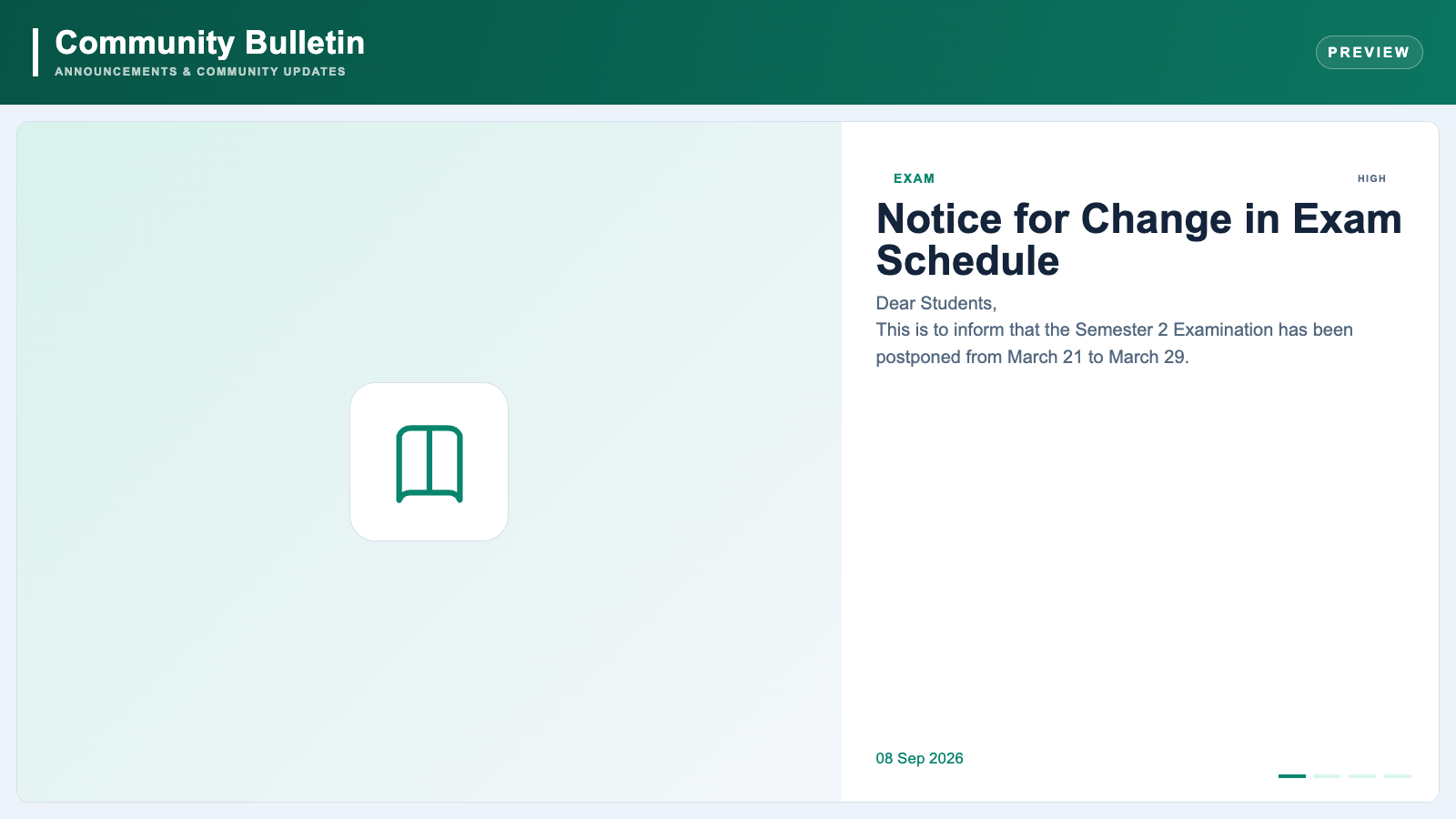 Bulletin Board landscape screen preview