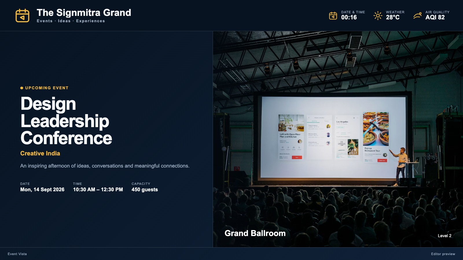 Event Vista alternate screen preview