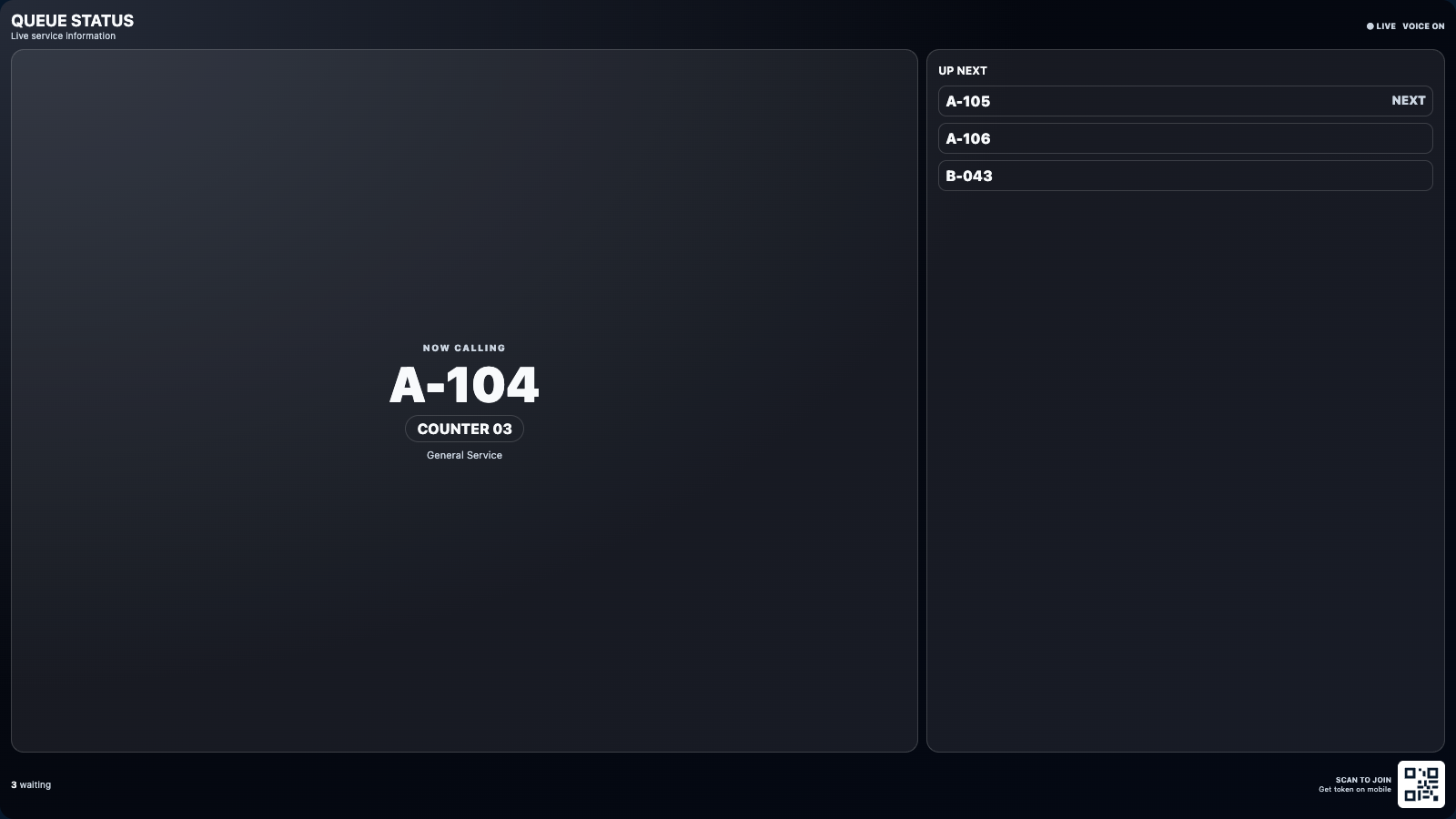Queue Management alternate screen preview