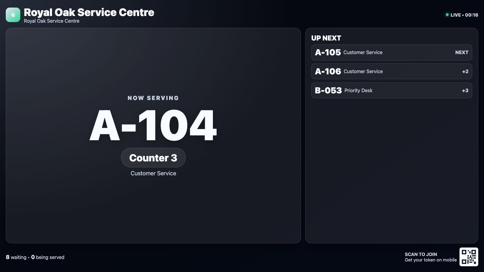 Queue Management landscape screen preview