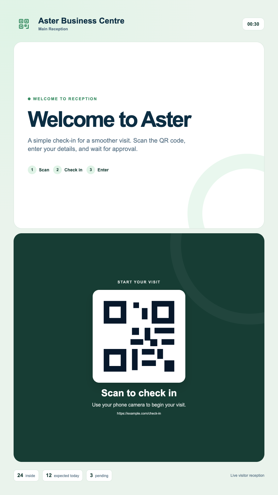 Visitor Management portrait screen preview