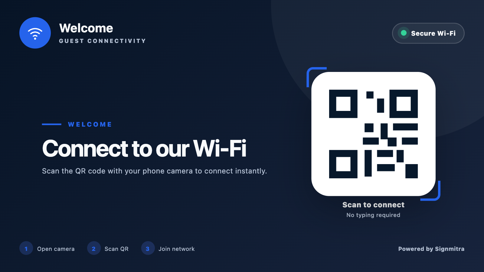 Wi-Fi Connect landscape screen preview