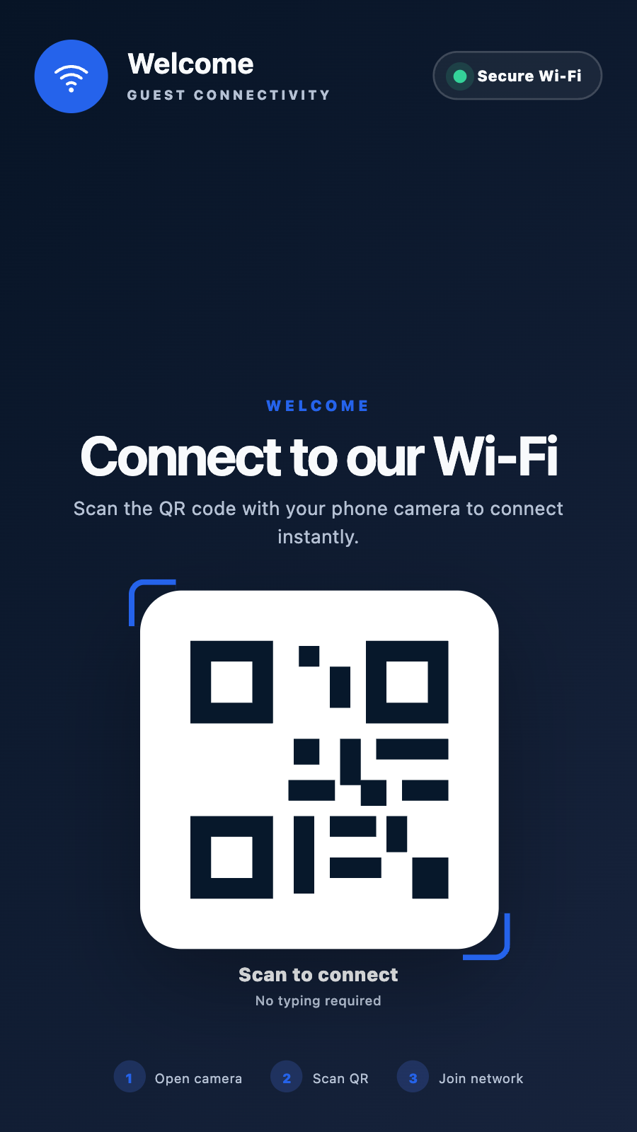 Wi-Fi Connect portrait screen preview